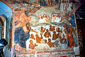 Novgorod - cattedrale della Vergine del Segno (Znamensky Sobor), (XVII sec.), dettaglio degli affreschi. 
